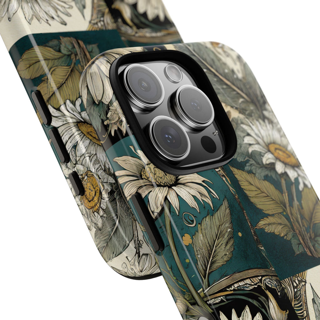 Abstract Teal Daisy Tough Phone Case