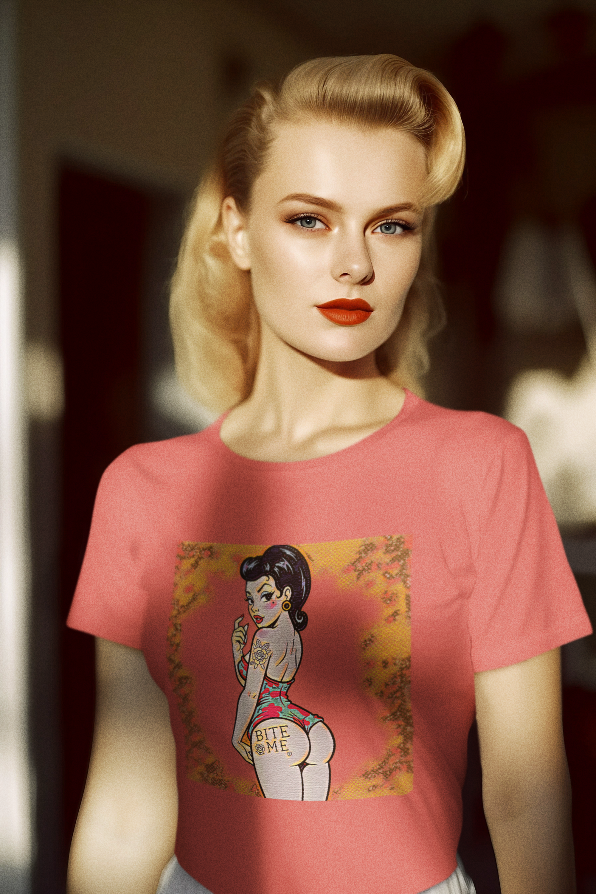 Bite Me Pin Up Graphic Tee